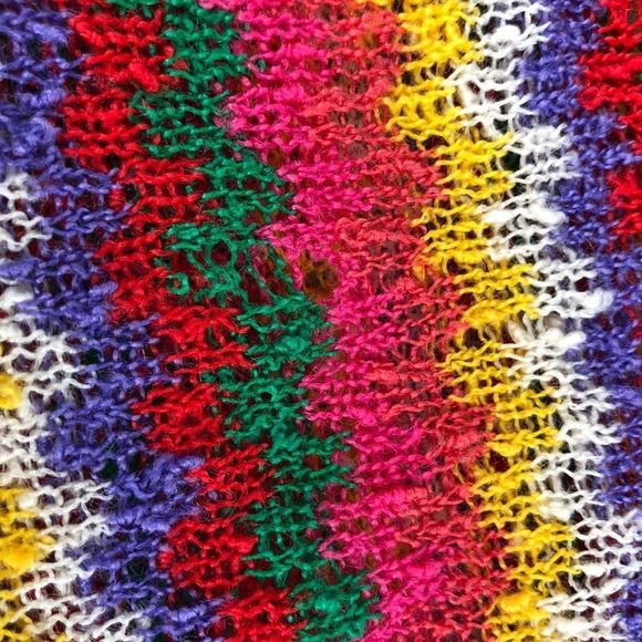 80’s Vintage Rainbow Stripe Knit Boatneck Long Sleeve Sweater size Small - Picture 5 of 8